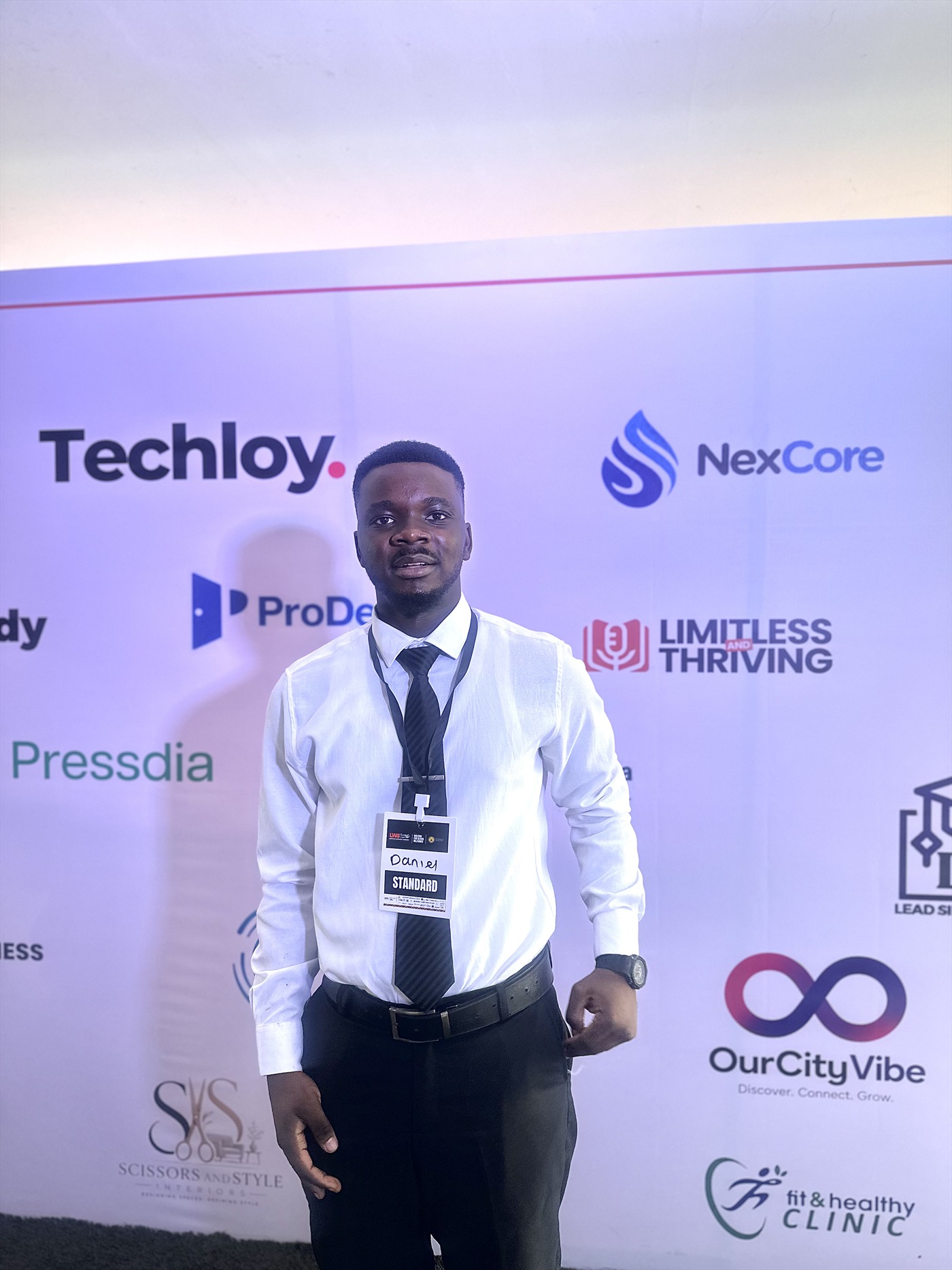 Daniel Larayetan at a business conference